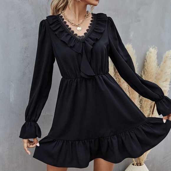 Ruffled Edge Long Sleeve Mini Dress main image 0